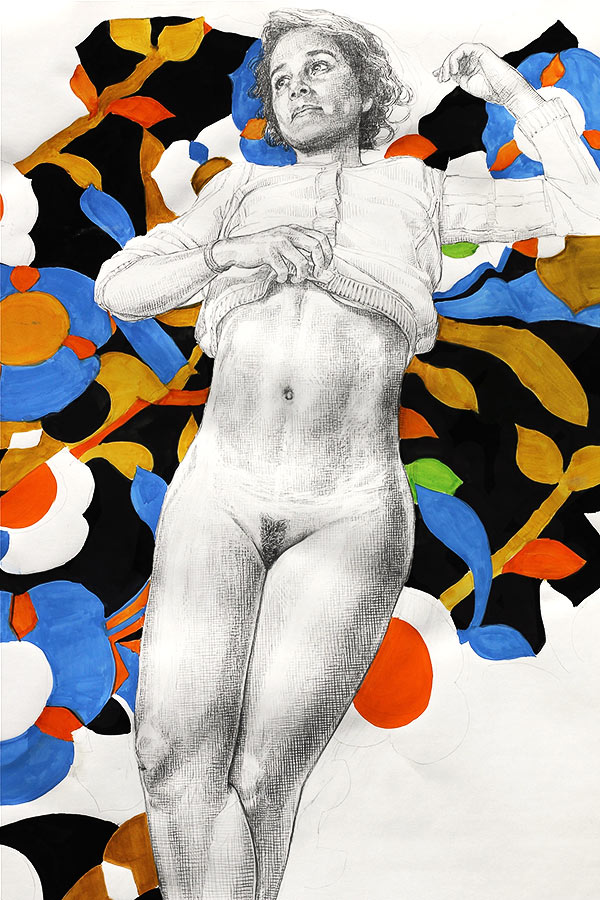 Chamarée 1. Dessin et gouache, 150 x 110 cm, 2013