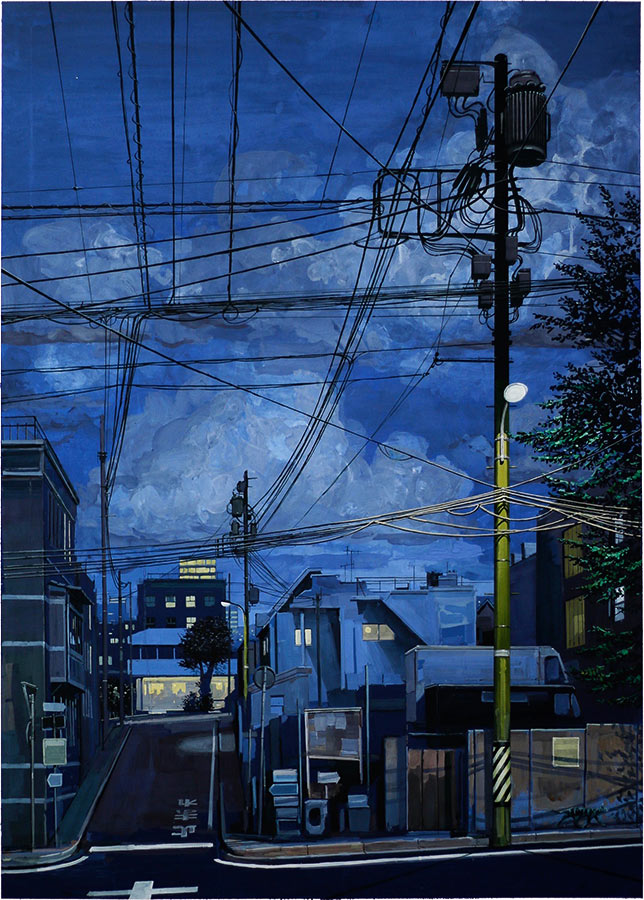 Grand Tokyo nuit. Gouache, 105 x 75 cm, 2016