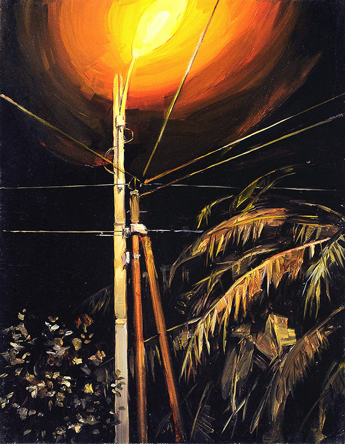 Grand réverbère. Huile sur toile, 100 x 97 cm, 2011