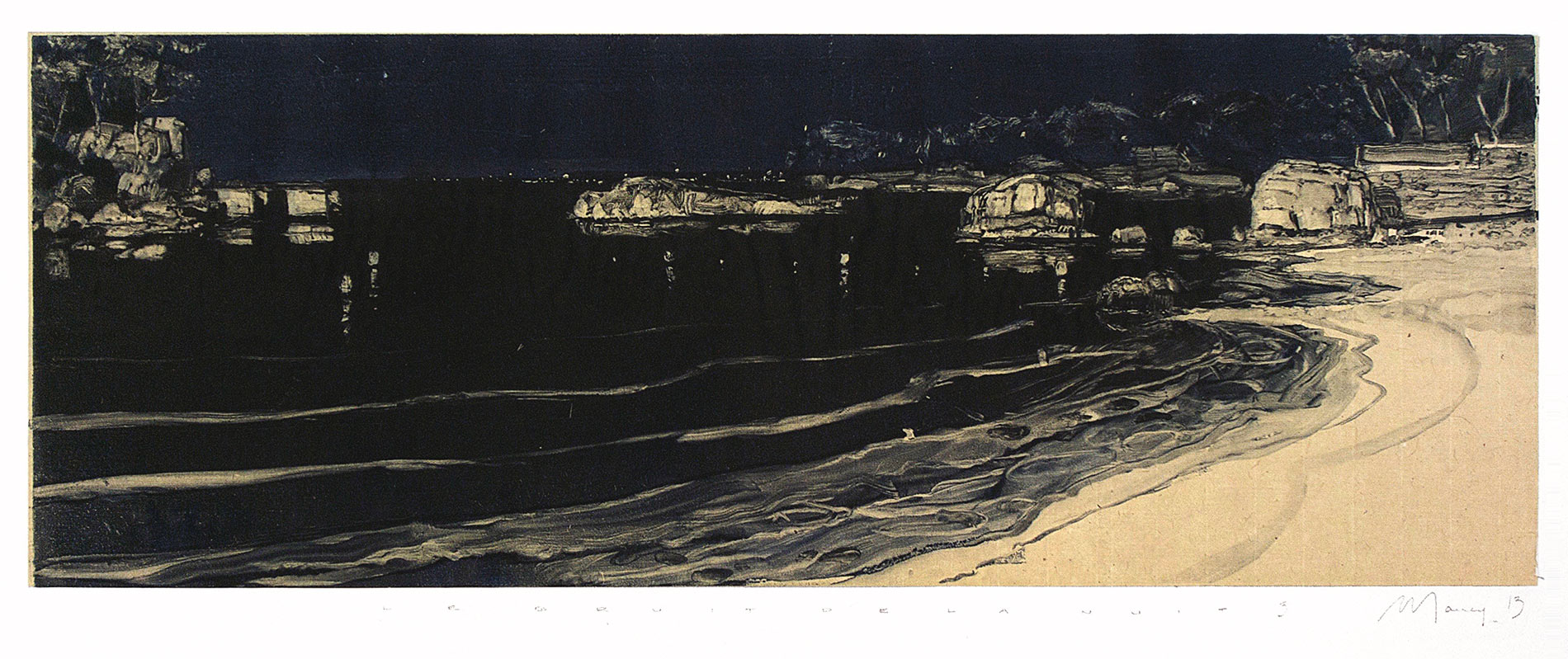 Le bruit de la nuit 5. Monotype, 20 x 55,5 cm, 2013