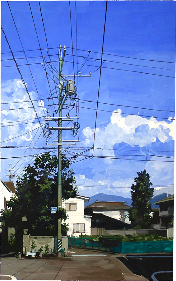 Matsumoto matin 松本市. Gouache 50 x 32 cm, 2016