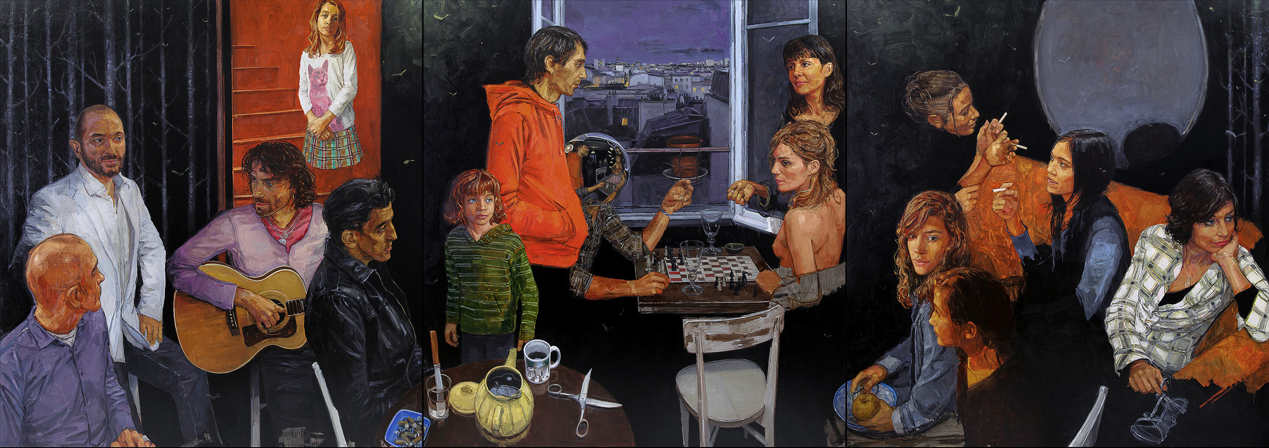 Le salon noir. Polyptyque, 181 x 513 cm, 2009-2010