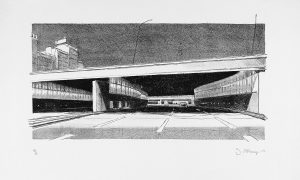 Périphérique. Lithographie 20 ex. 35 x 55 cm, 2004