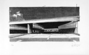 Périphérique. Lithographie sur calque 7 ex. 35 x 55 cm, 2004