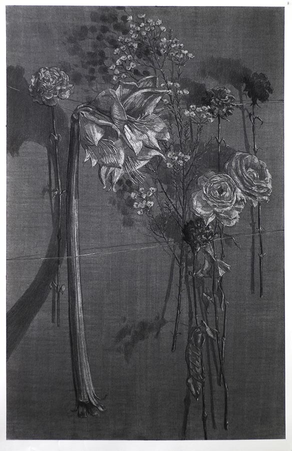 Fleurs. Fusain, 100 x 65 cm, 2017