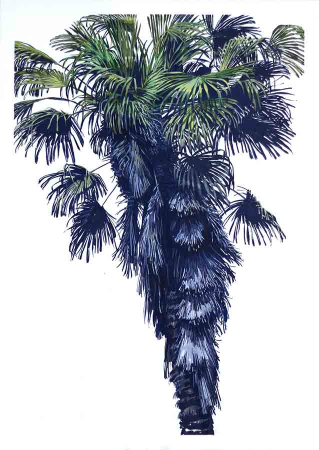 Palme 1. Gouache, 100 x 70 cm, 2018