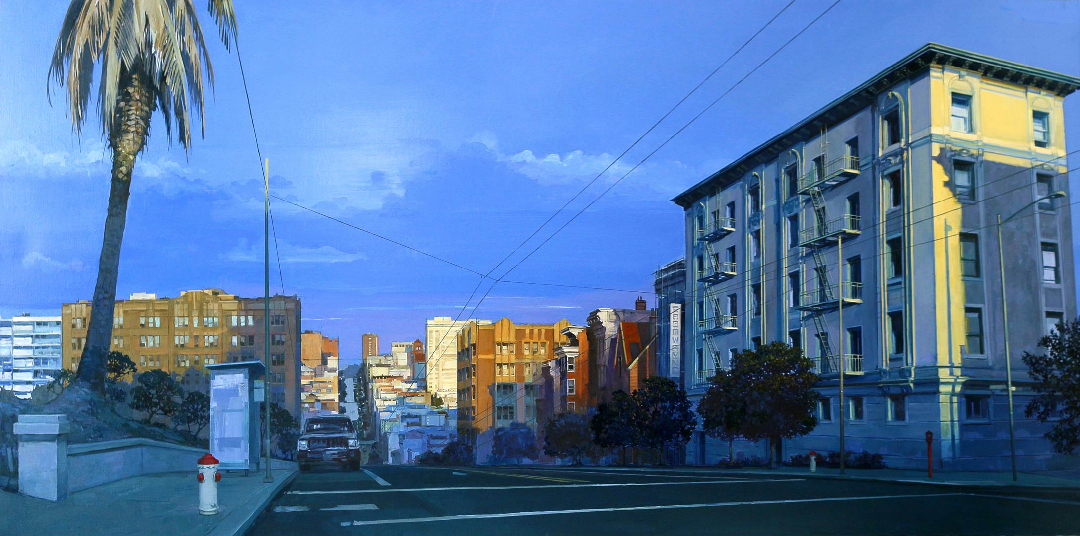 Sacramento Street. Huile sur toile, 130x130 cm, 2023